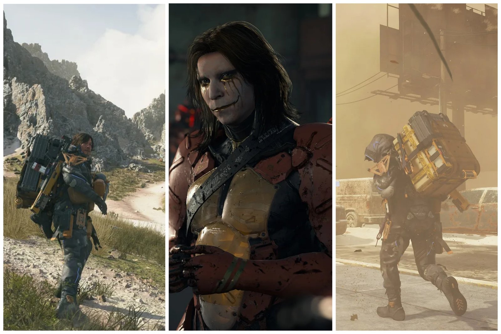 Collage for Death Stranding 2 news about visiting Australia and Mexico.