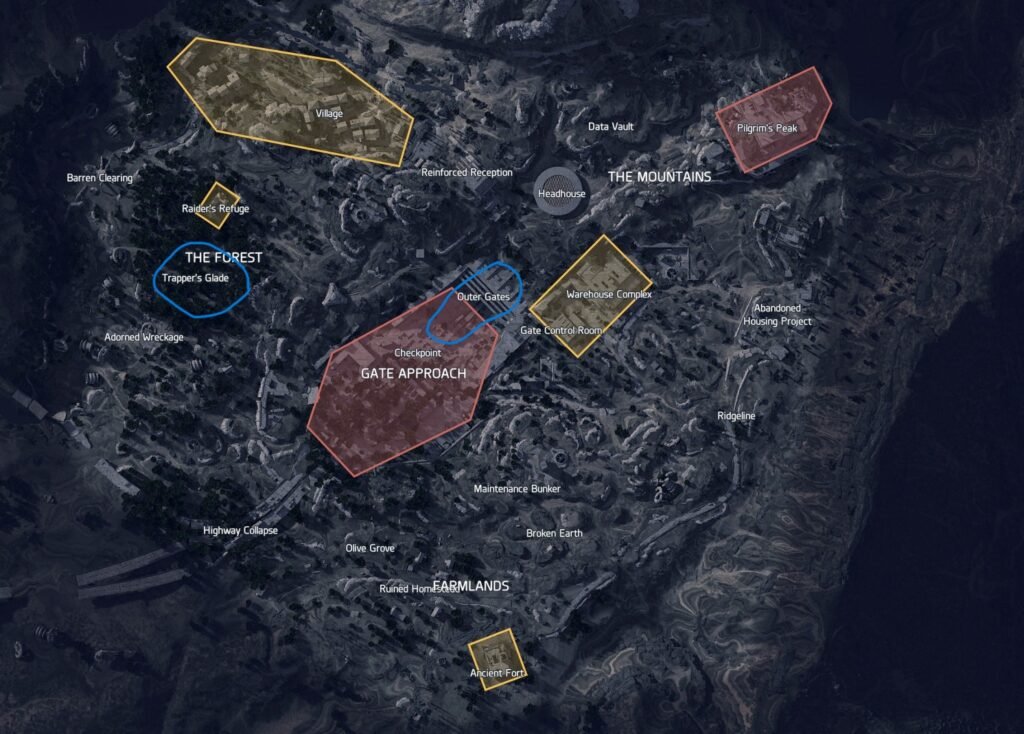 Bastion locations highlighted in Blue.