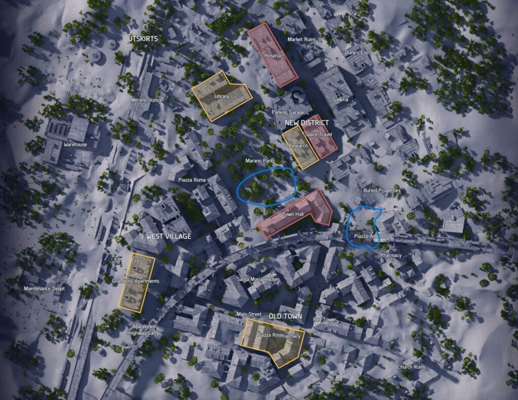 Bastion locations highlighted in Blue.