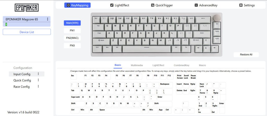 The web-based software for the Epomaker Magcore65 Lite
