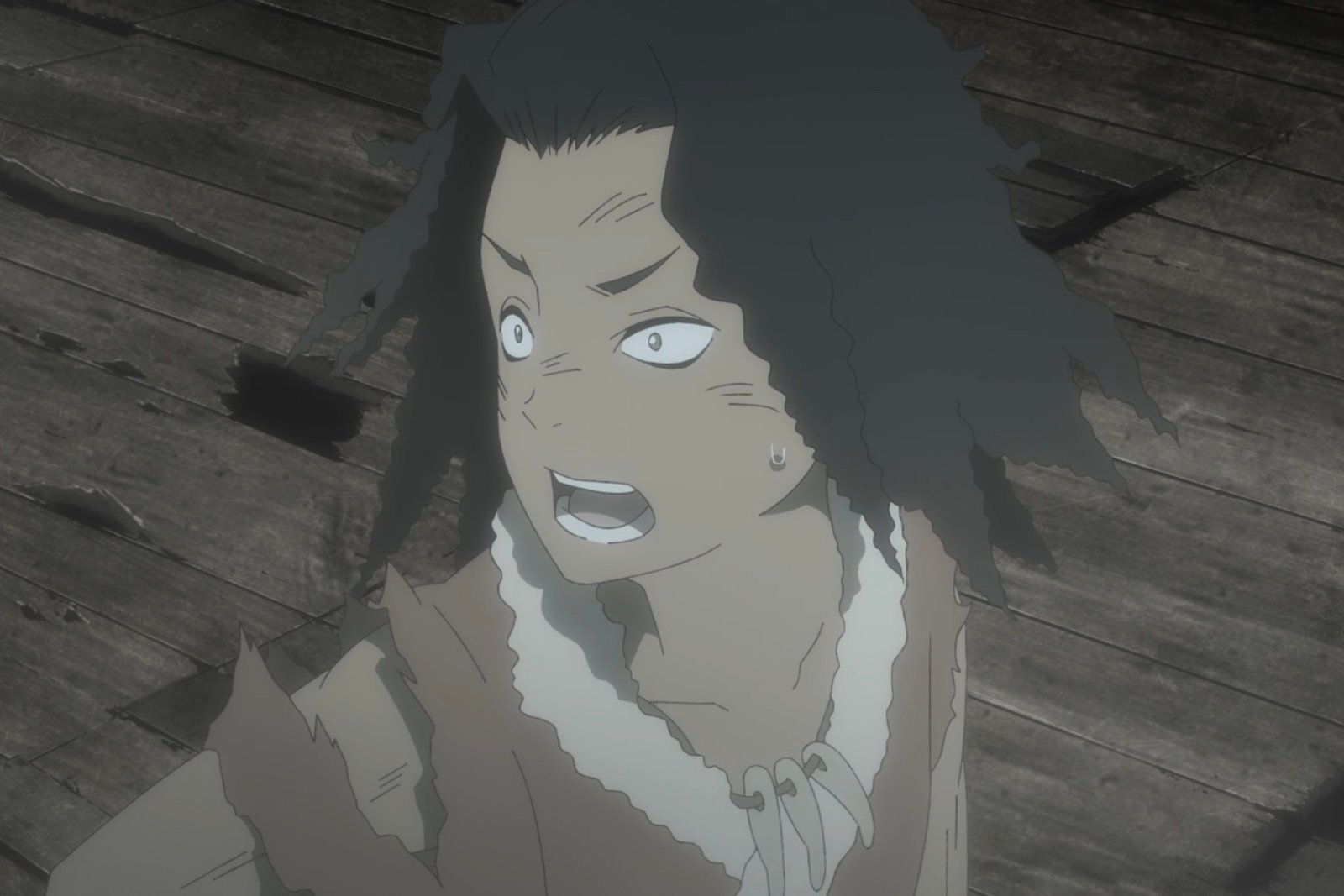 Nurugai doubts herself in the face of overwhelming odds in this scene from Hell's Paradise