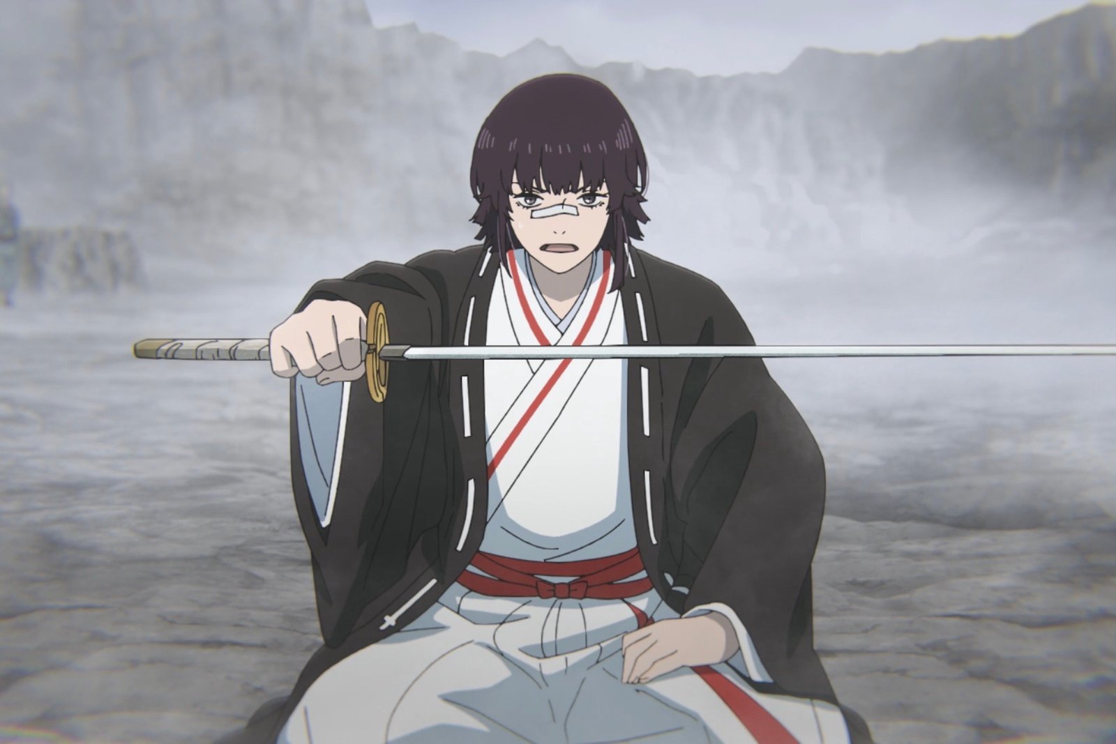 Toma Aza begrudgingly accepts further training as a swordsman in this scene from Hell's Paradise