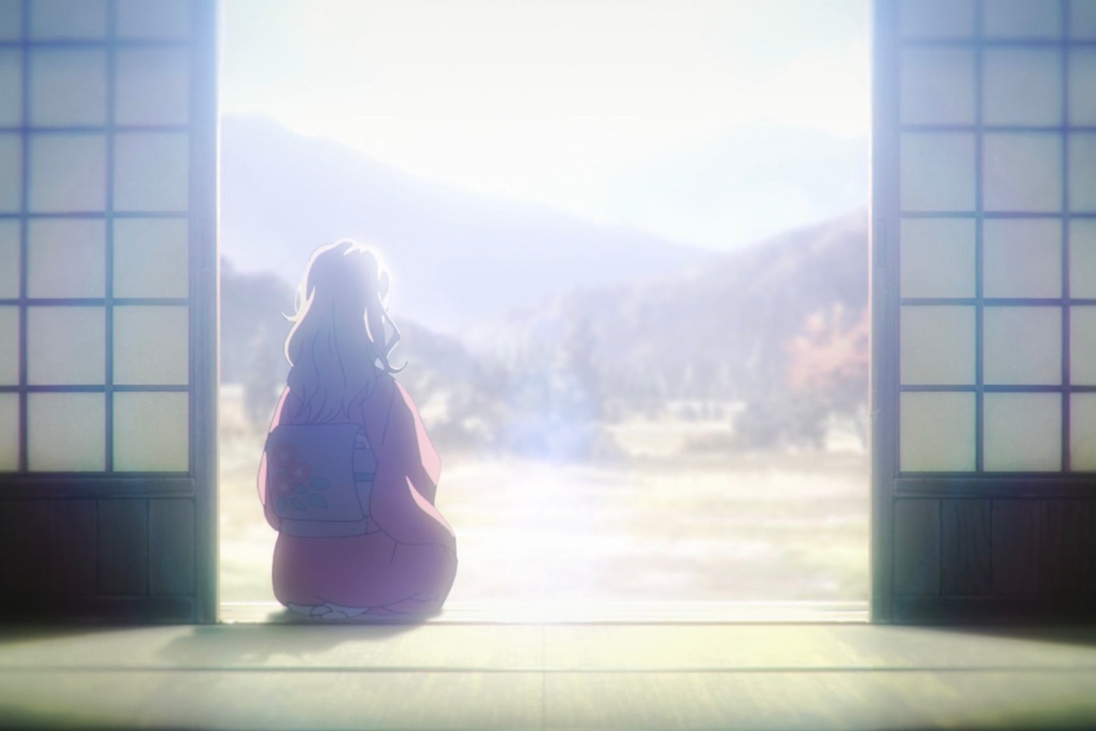 Yui waits solemnly for her lost husband to return to her, in this scene from Hell's Paradise