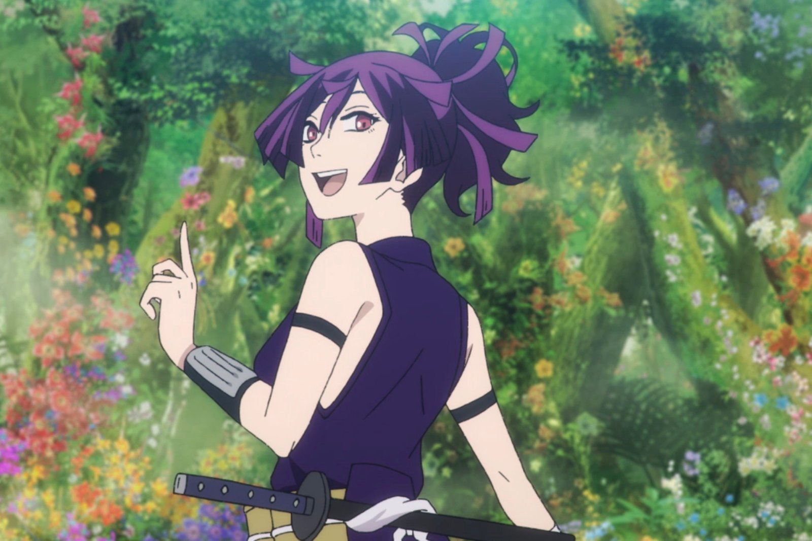 Yuzuriha cheerfully carries out a discussion despite the pressure of the situation in Hell's Paradise