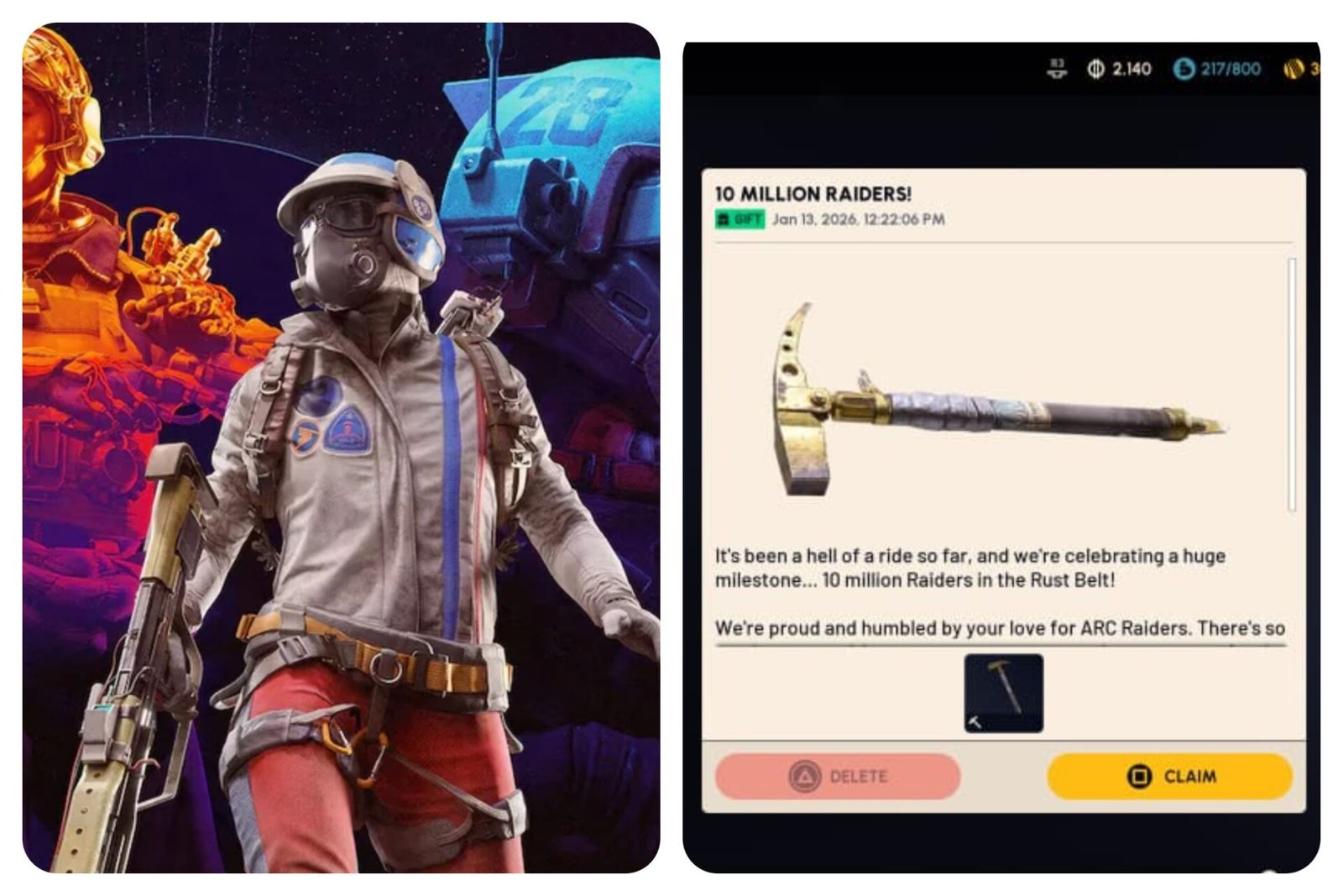 Arc Raiders Is Giving Out Free Pickaxe After Passing 12 Million Copies Sold