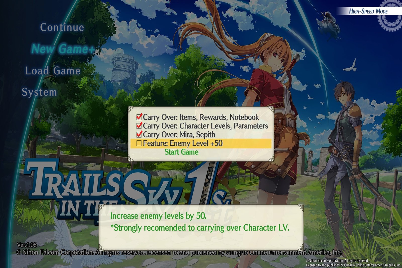 New Game Plus Options