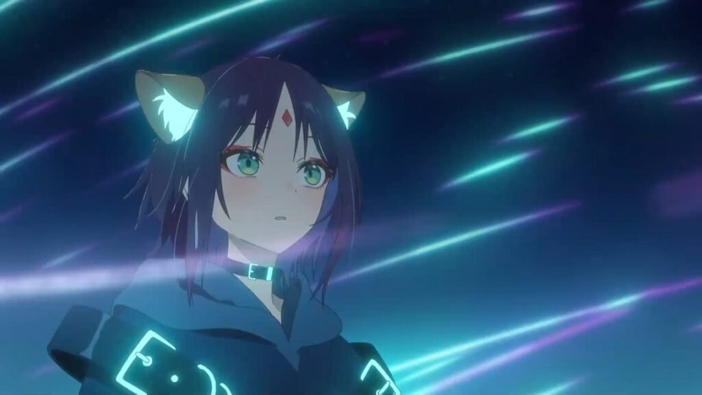 A still of Iroha as a cat goddess in the trailer for Cosmic Princess Kaguya.