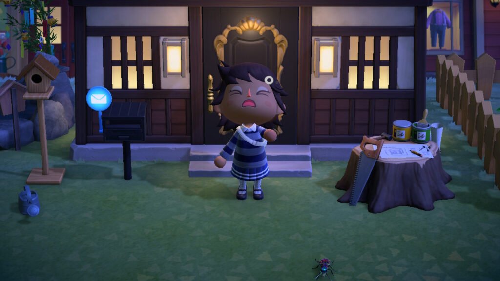 Animal Crossing: New Horizons character with bed hair.