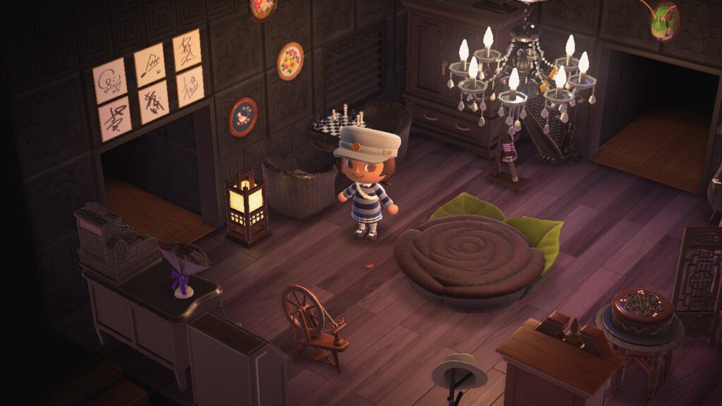 Animal Crossing: New Horizons character near a cockroach.