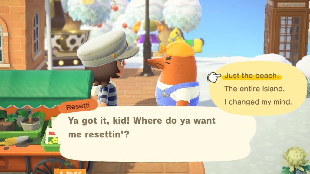 Resetti asking where the player wants to reset.