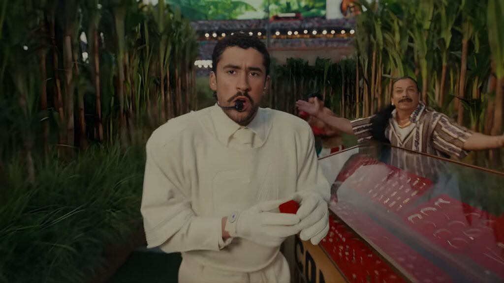 Bad Bunny's Super Bowl Performance snap Bad Bunny Super Bowl LX halftime show performance at Levi's Stadium with 128 million viewers peak audience.