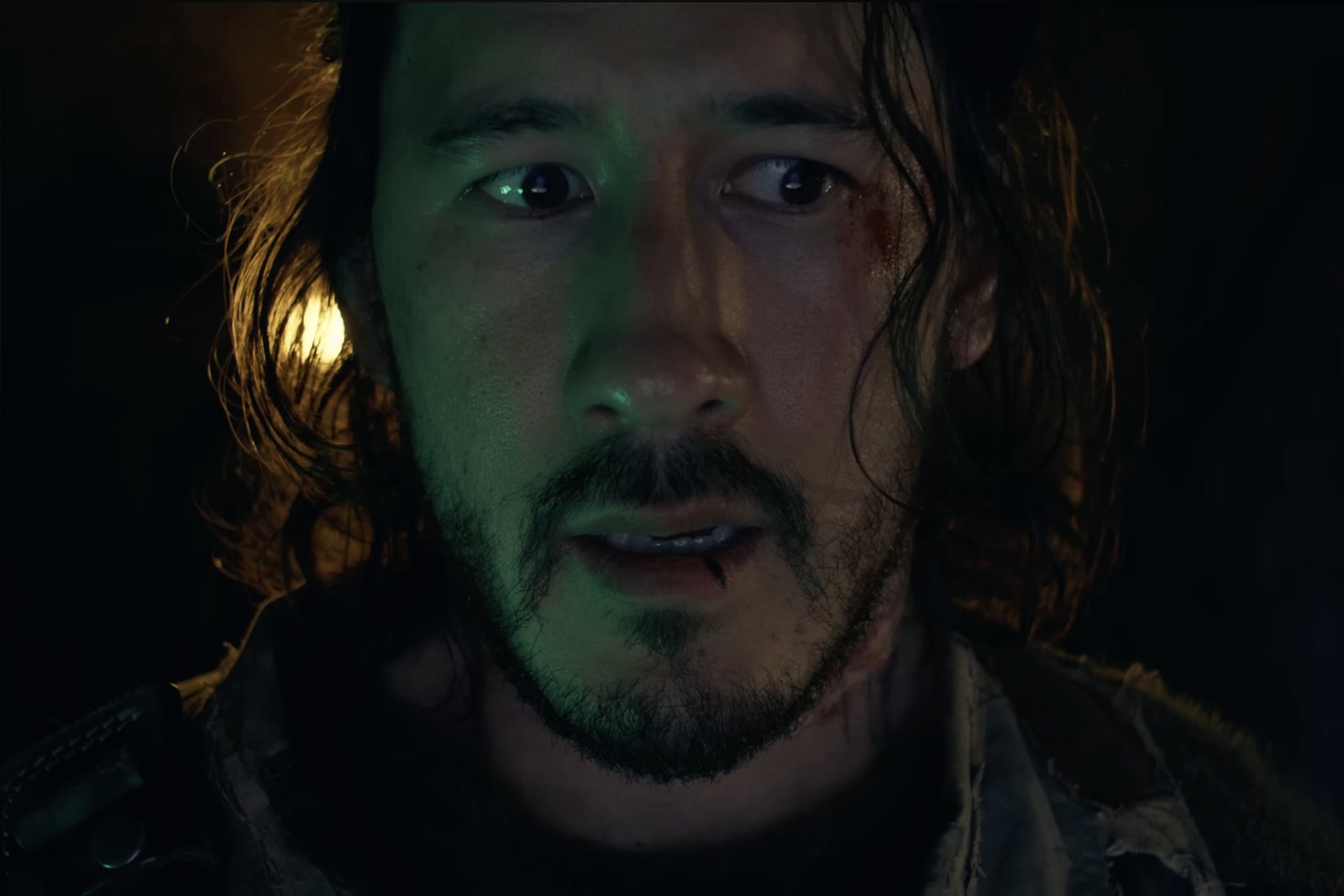 Simon from Iron Lung looking scared, gazing off-camera