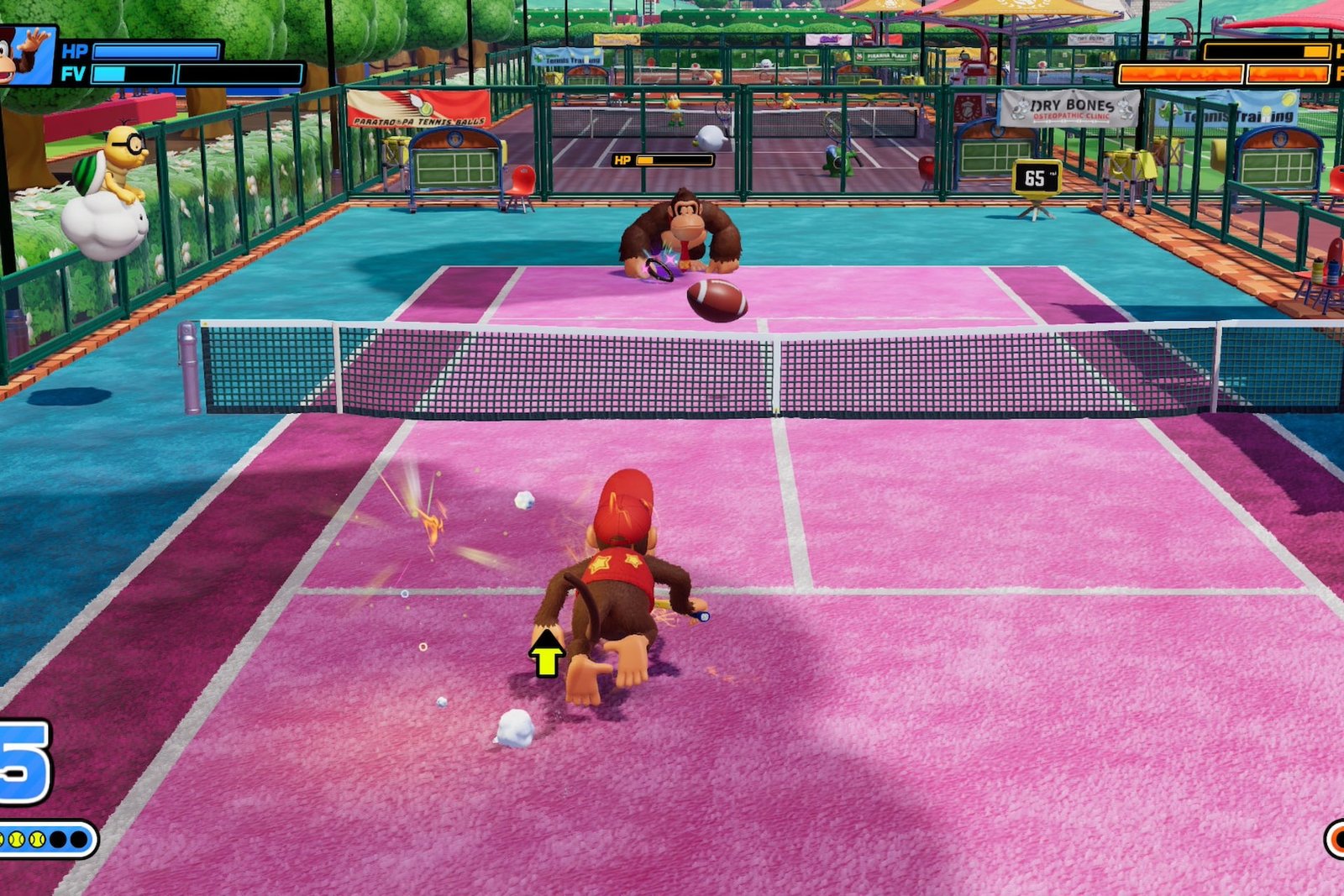 Mario Tennis Fever Chargin' Chuck Racket effect
