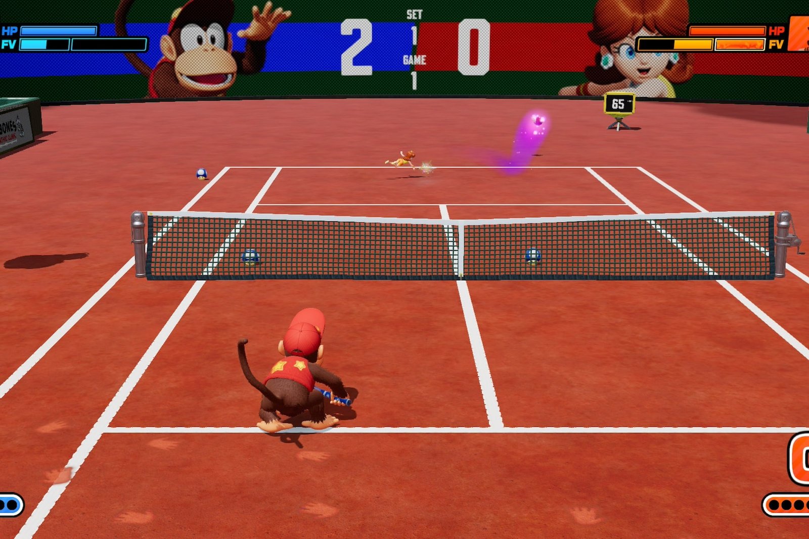 Mario Tennis Fever Mini Mushrooms on the court