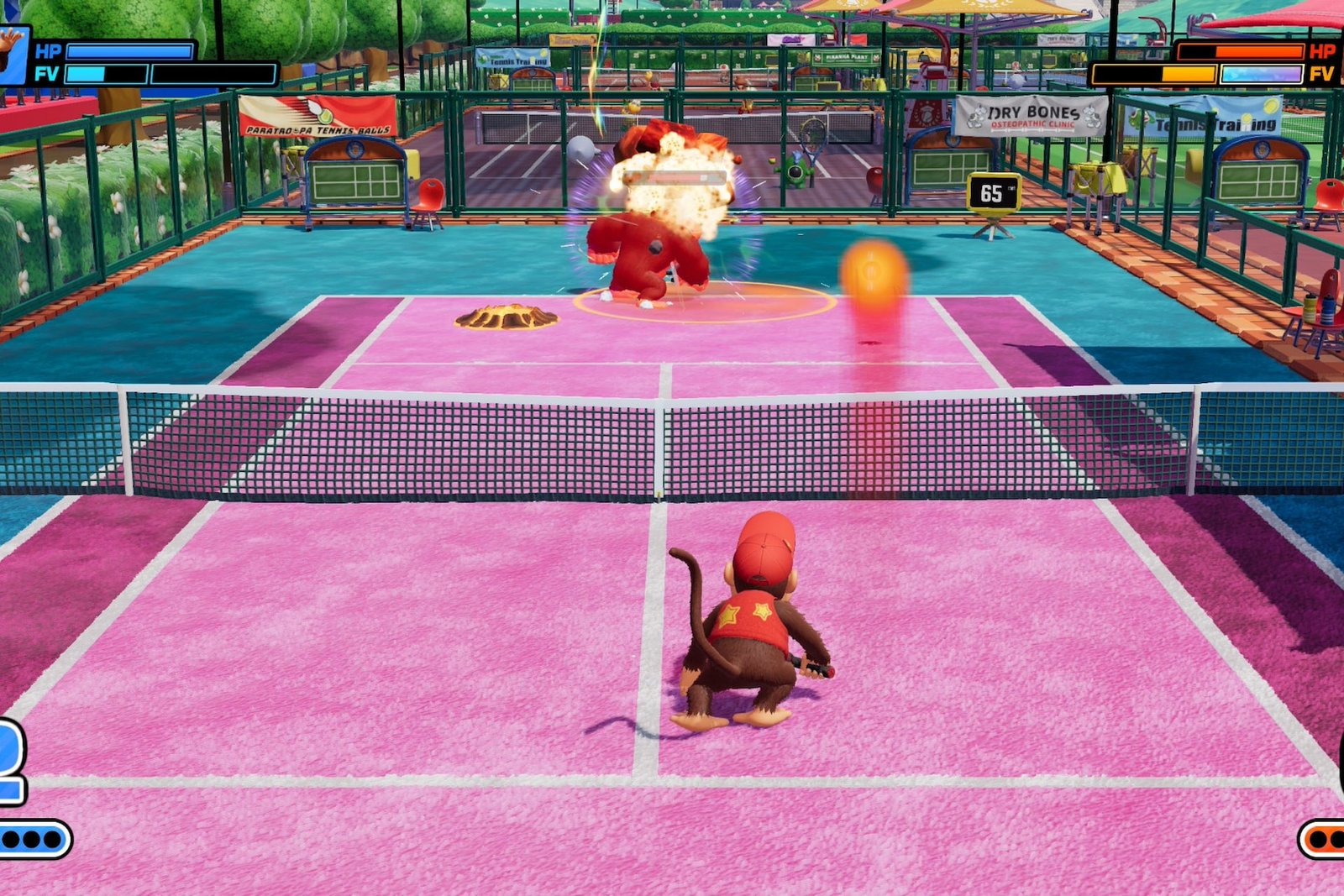 Mario Tennis Fever Volcano Racket effect on court