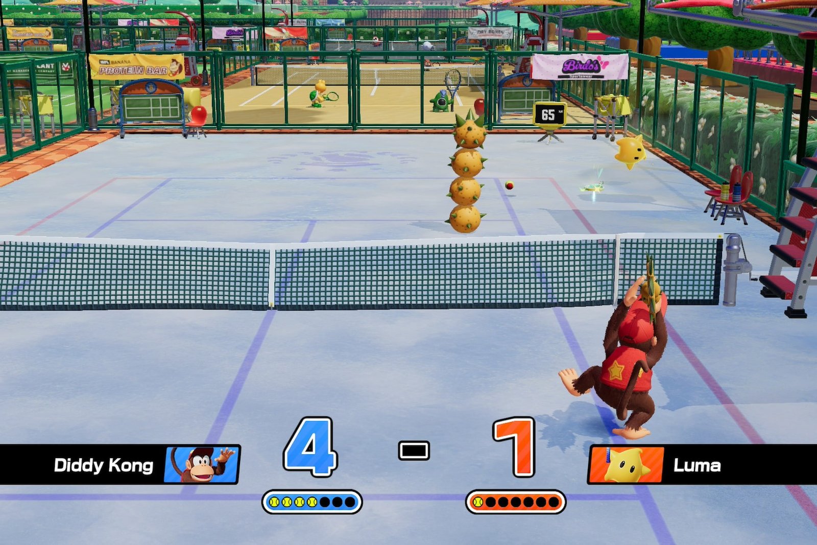 Mario Tennis Fever pokey on court