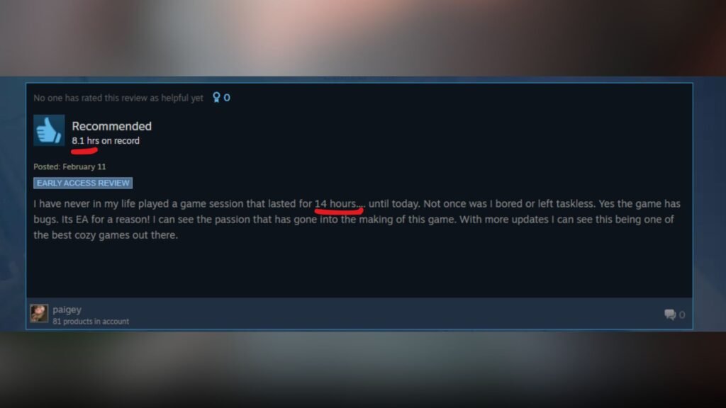 Starsand Island alleged fake Steam review