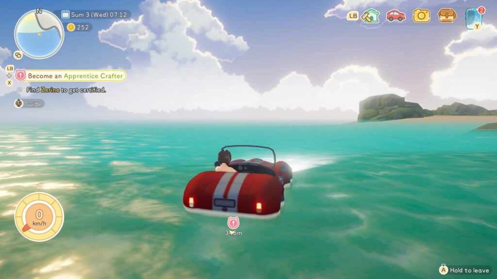A sports car in the sea in Starsand Island.
