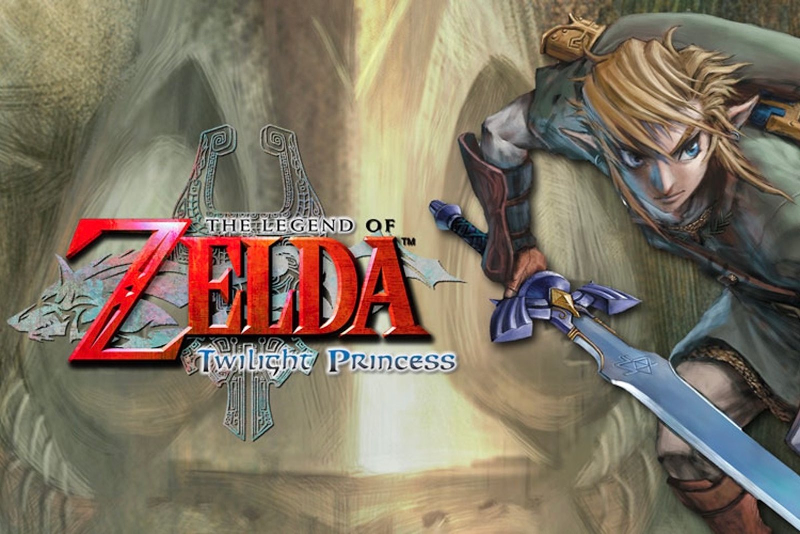 Key art from The Legend of Zelda: Twilight Princess, depicting Link with the Master Sword in-hand