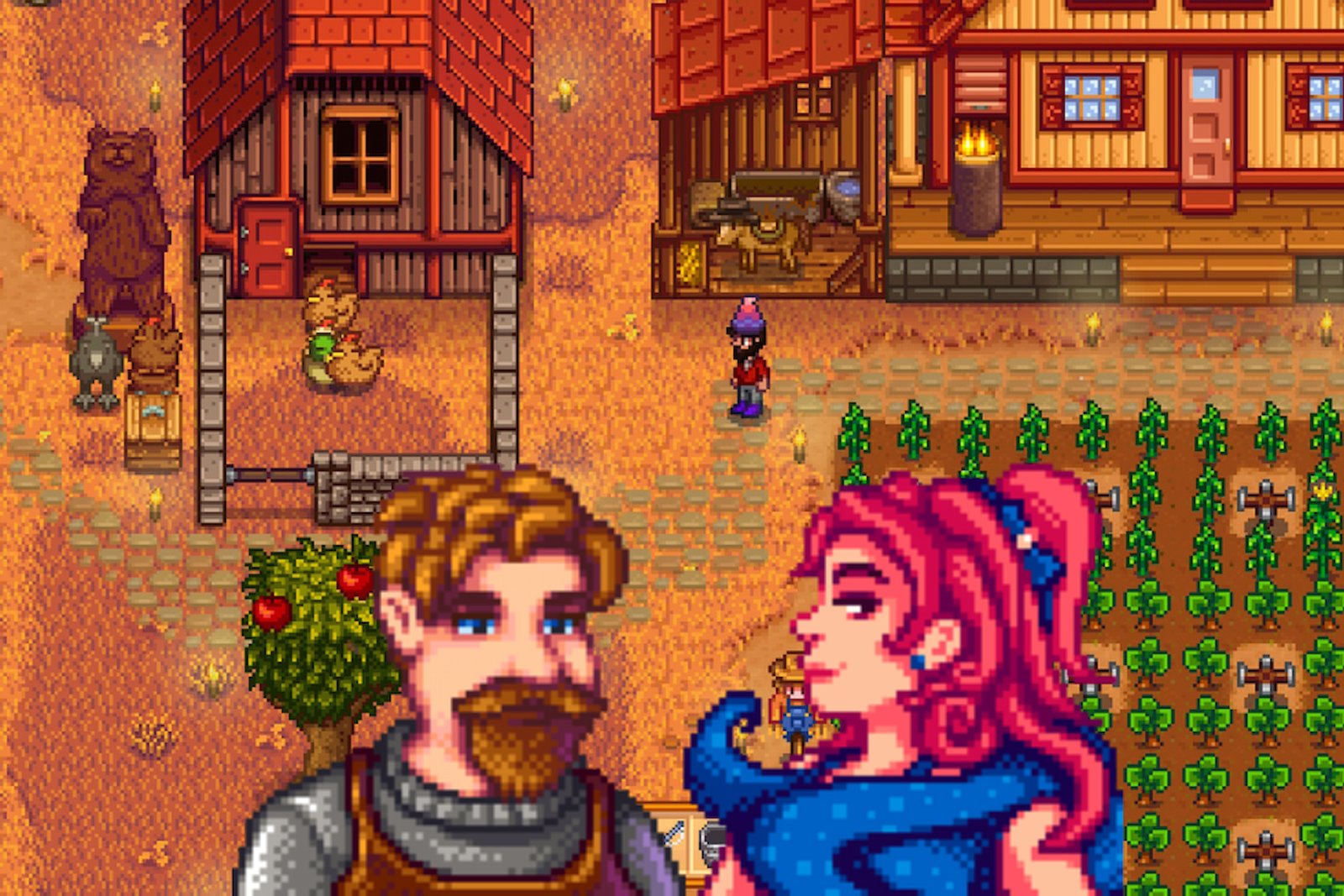 Stardew Valley home farm with Clint and Sandy