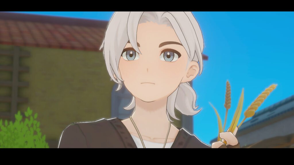 Graminova from Starsand Island holding wheat on a sunny day.