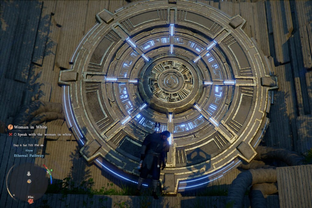 A large circular contraption in Crimson Desert.