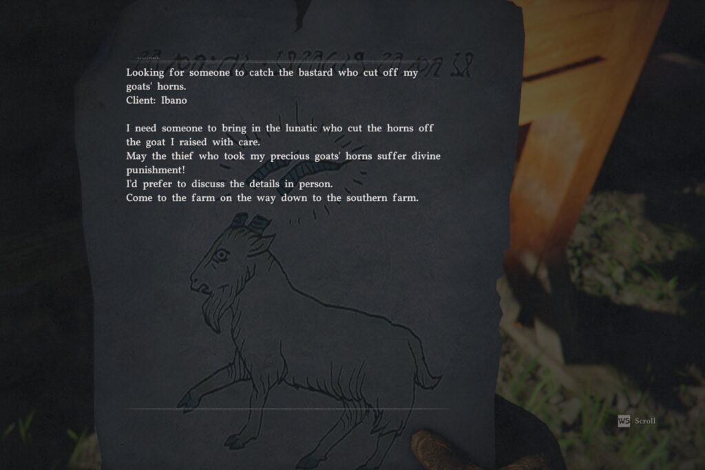 A poster of a goat with its horns cut in Crimson Desert.