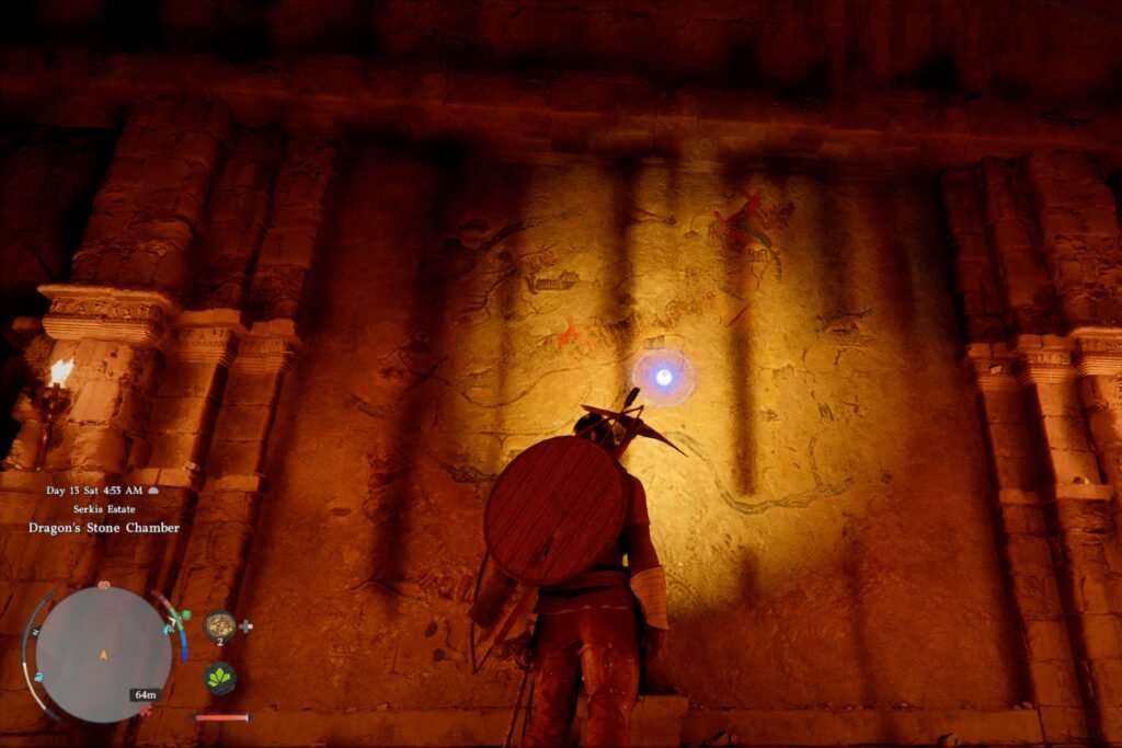 A wall on the map showing hints for the Dragon's Stone Chamber puzzle in Crimson Desert.