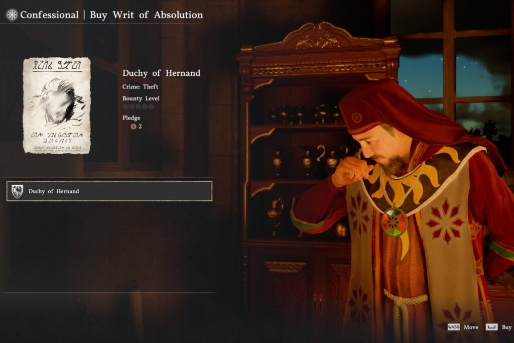 Buying a Writ of Absolution in Crimson Desert to absolve Kliff of the theft crime.