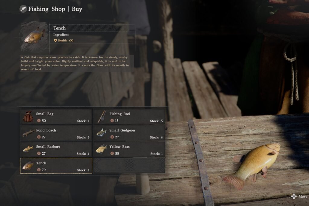 Buying the Tench for Anabella's Request in Crimson Desert.