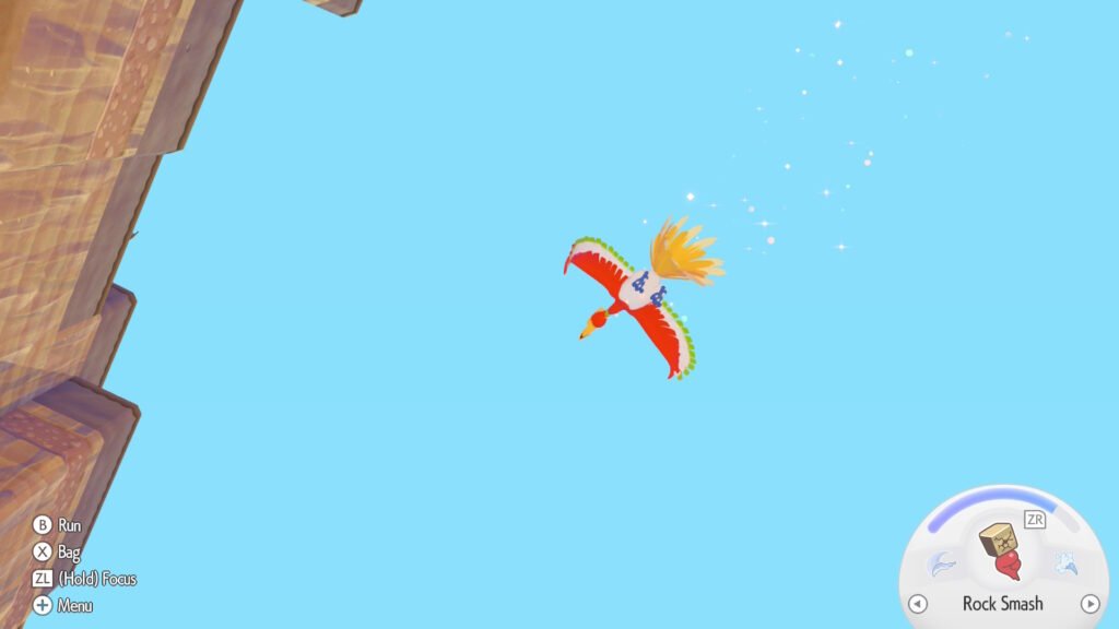 Ho-Oh in the sky in Pokemon Pokopia.
