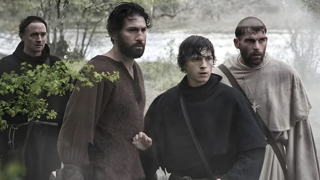 Holland and Bernthal on the shoot for the movie Pilgrimage