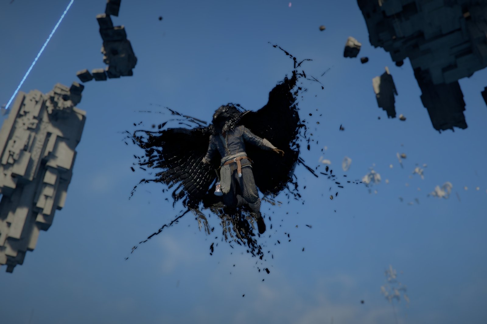 Kliff flying using the crow wings in Crimson Desert.