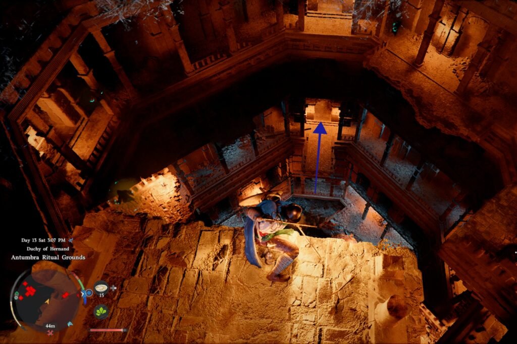 Arrow points to the room containing the Soul Sper in Crimson Desert.