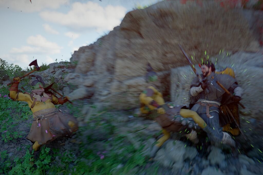 Kliff using the Counter ability on two bandits in Crimson Desert.