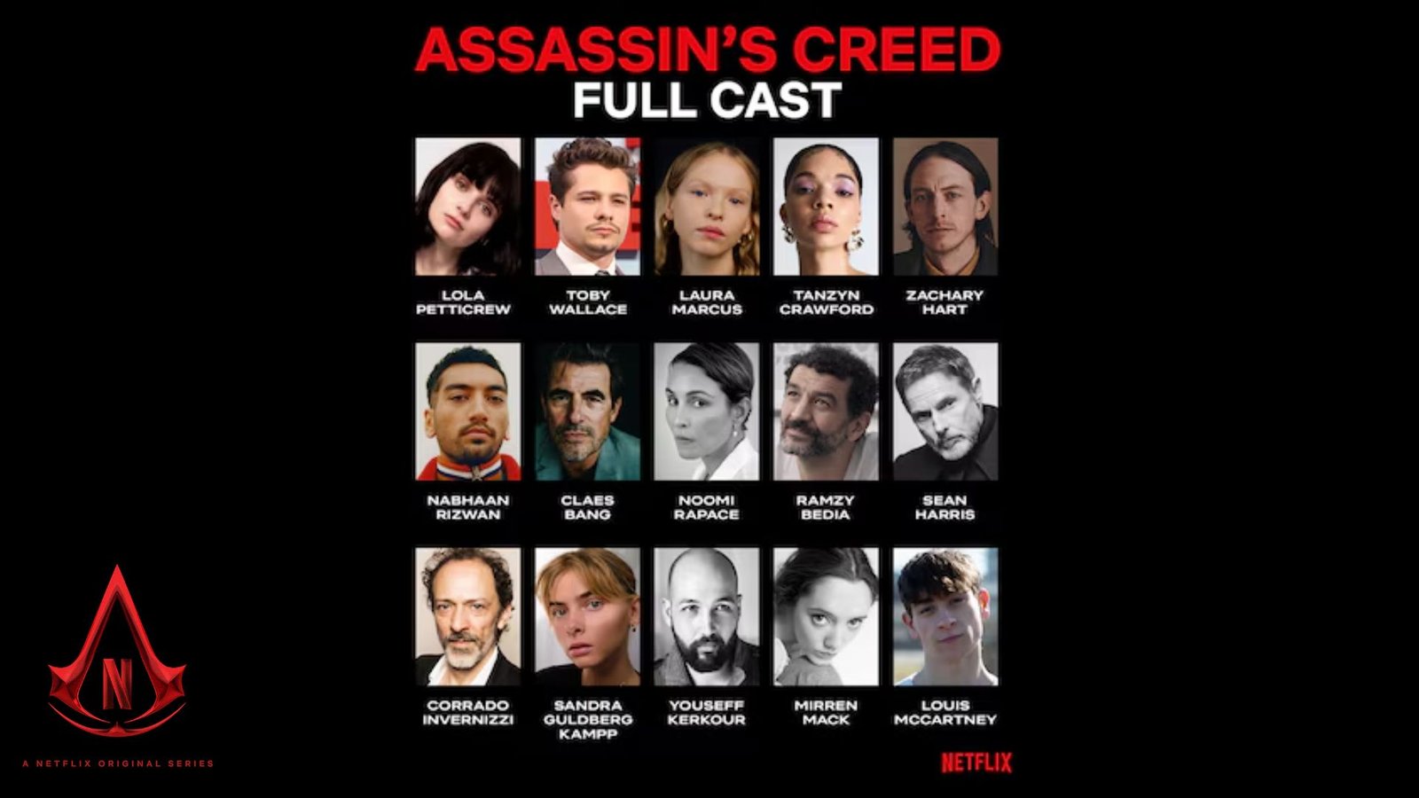 Netflix Assasins Creed new series full cast list in the picture