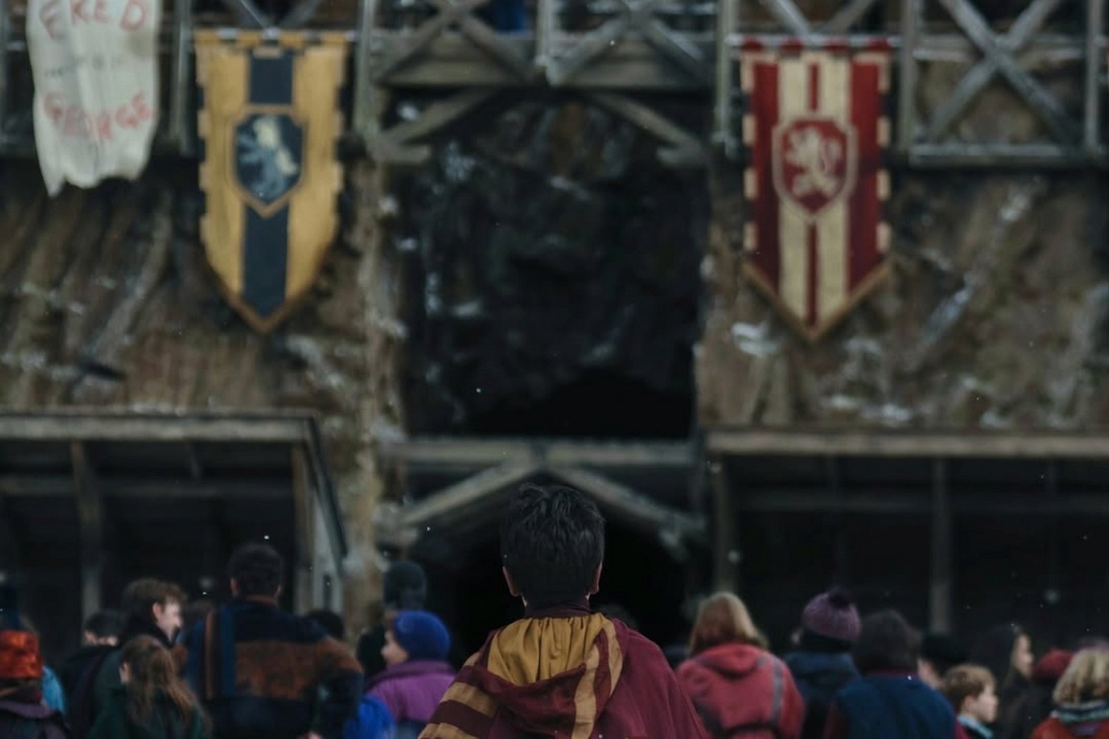 Quidditch pitch in the background of the post made by the harry potter instagram