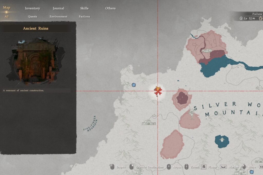 Source of Ancient Ruins where the Five-Finger Mountain Valley Ruins is located in Crimson Desert.