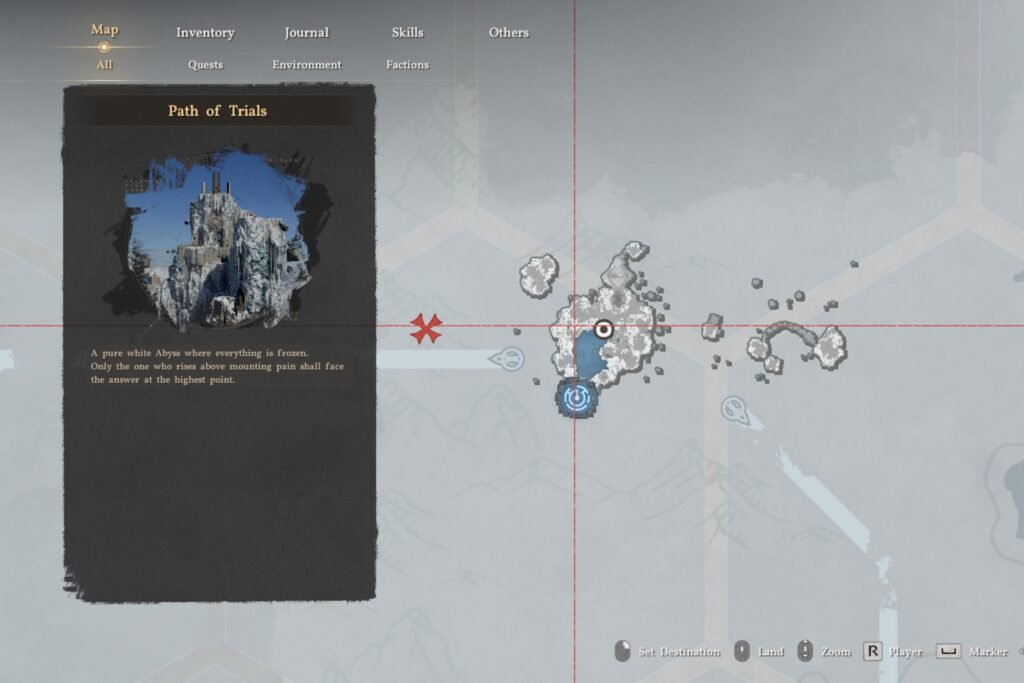 The Path of Trials in Crimson Desert is close to the Darkbringer containing White Waste Sanctuary.