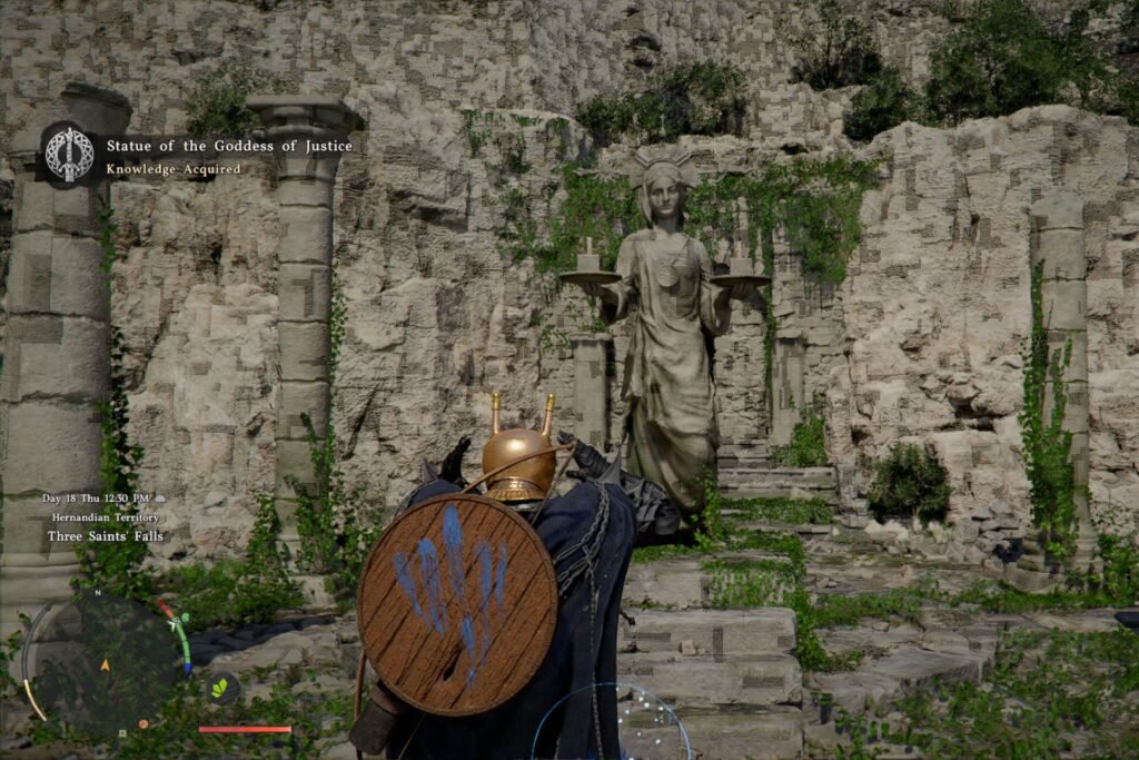 The statue of the goddess where you can get the Legionary's Gladius Sword in Crimson Desert.