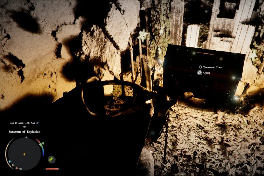 This Sanctum of Expiation chest holds the Frostcursed Plate Cloak in Crimson Desert.